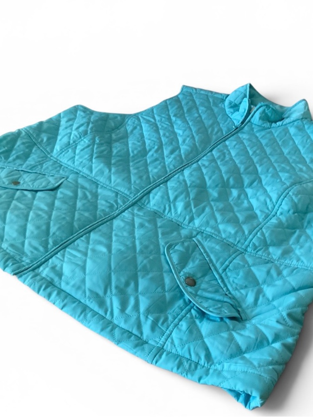 Talbots Plus Quilted Vest Women’s 3X Light Blue Full Zip Lightweight Puffer